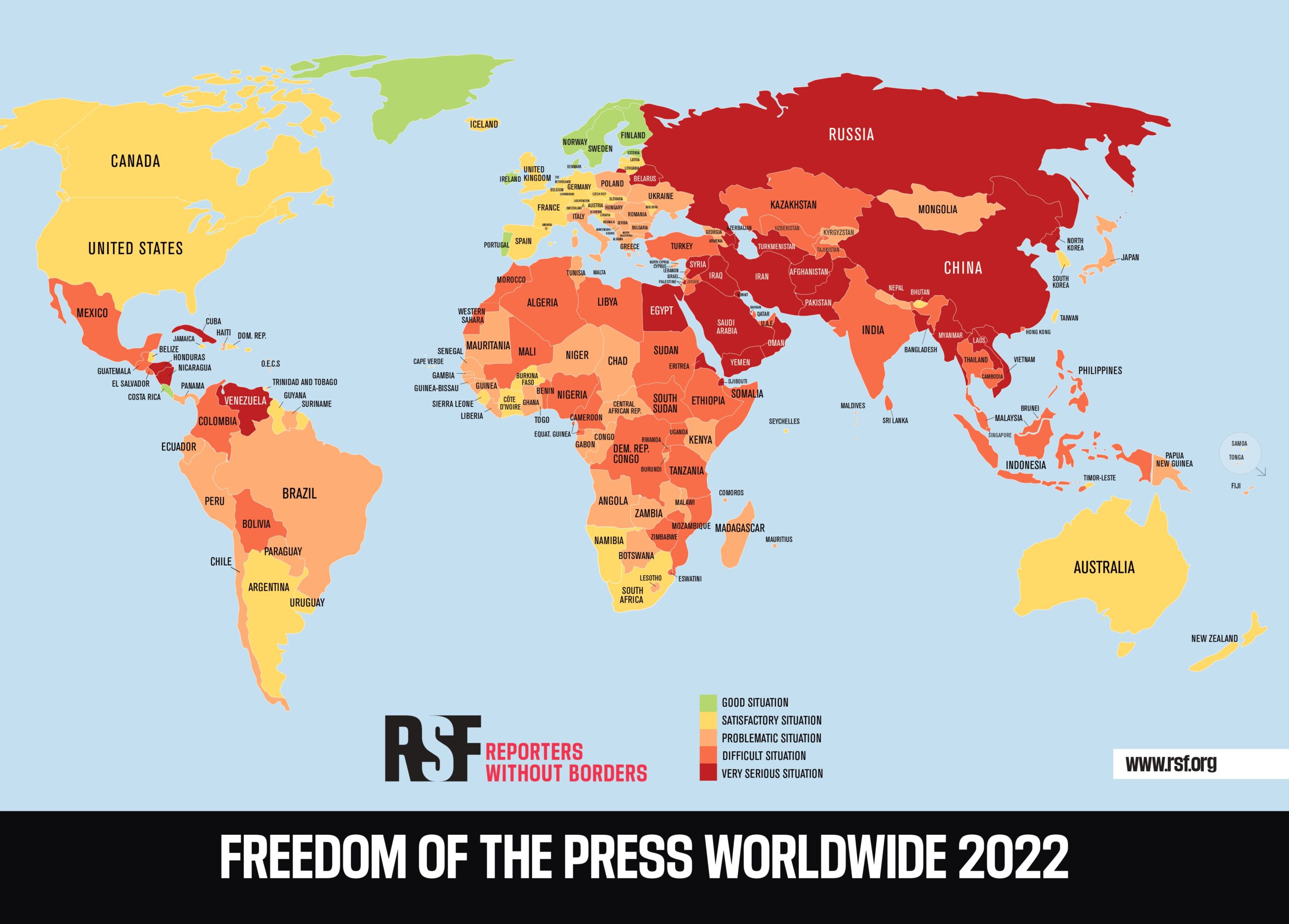CLASIFICACIÓN 2022  Tabla de países - Reporteros Sin Fronteras